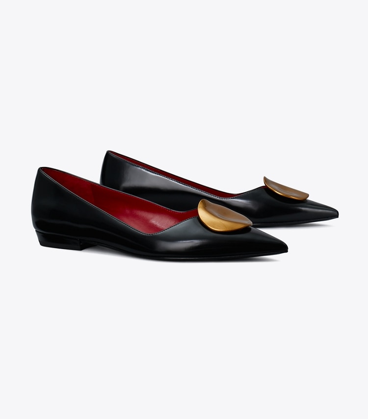 Tory Burch PATOS FLAT - Perfect Black / Ancient Gold