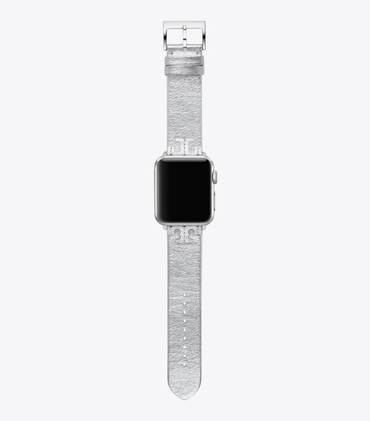 Tory Burch MCGRAW BAND FOR APPLE WATCH, METALLIC LEATHER - Silver