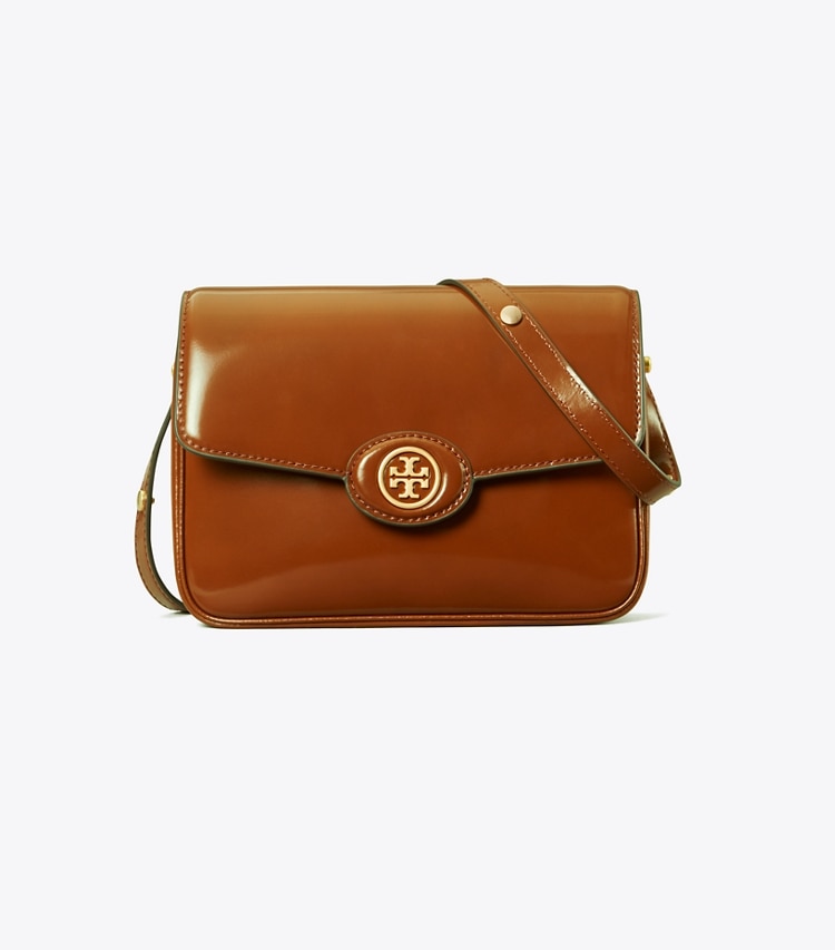 Tory Burch ROBINSON SPAZZOLATO CONVERTIBLE SHOULDER BAG - Dark Sienna