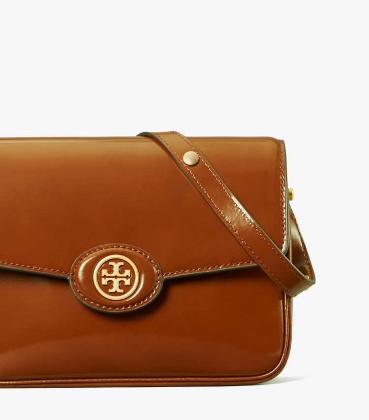 Tory Burch ROBINSON SPAZZOLATO CONVERTIBLE SHOULDER BAG - Dark Sienna