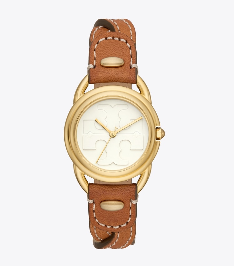 Tory Burch MILLER WATCH, LEATHER/GOLD-TONE STAINLESS STEEL - Ivory/Cammello