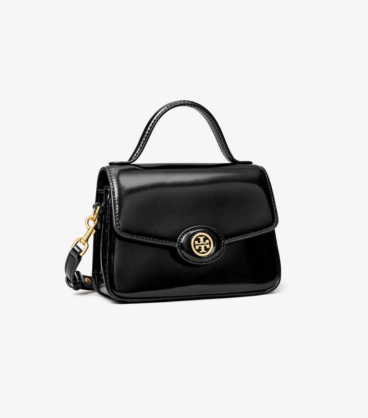 Tory Burch SMALL ROBINSON SPAZZOLATO TOP-HANDLE BAG - Black