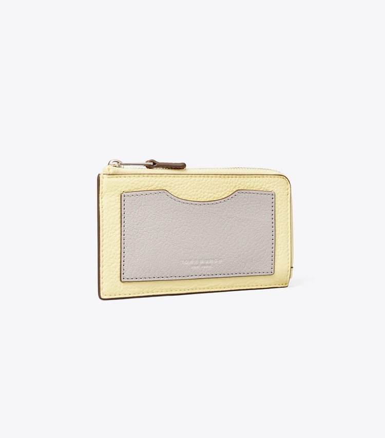 Tory Burch COLORBLOCK ZIP CARD CASE - Pastel Yellow Multi