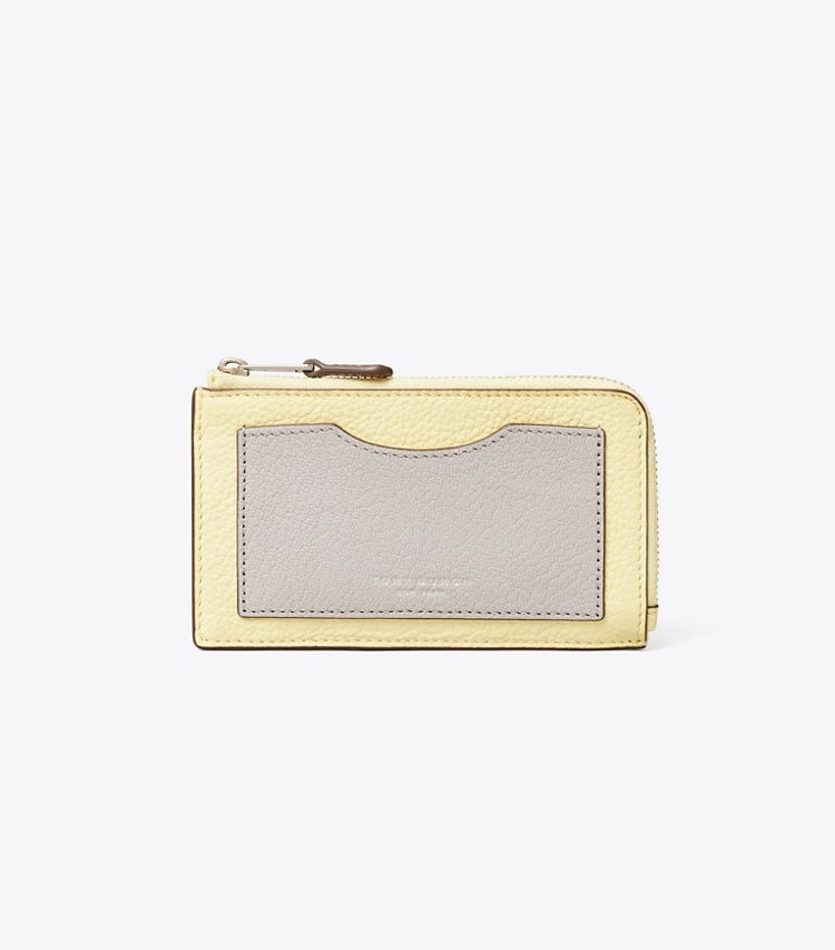 Tory Burch COLORBLOCK ZIP CARD CASE - Pastel Yellow Multi