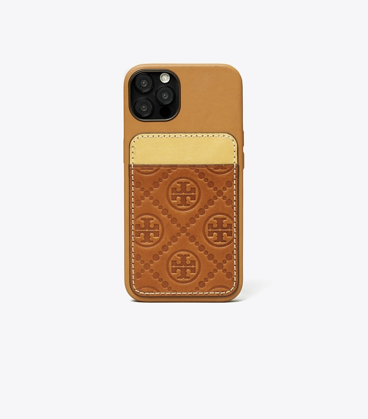 Tory Burch T MONOGRAM CARD POCKET PHONE CASE - Classic Cuoio