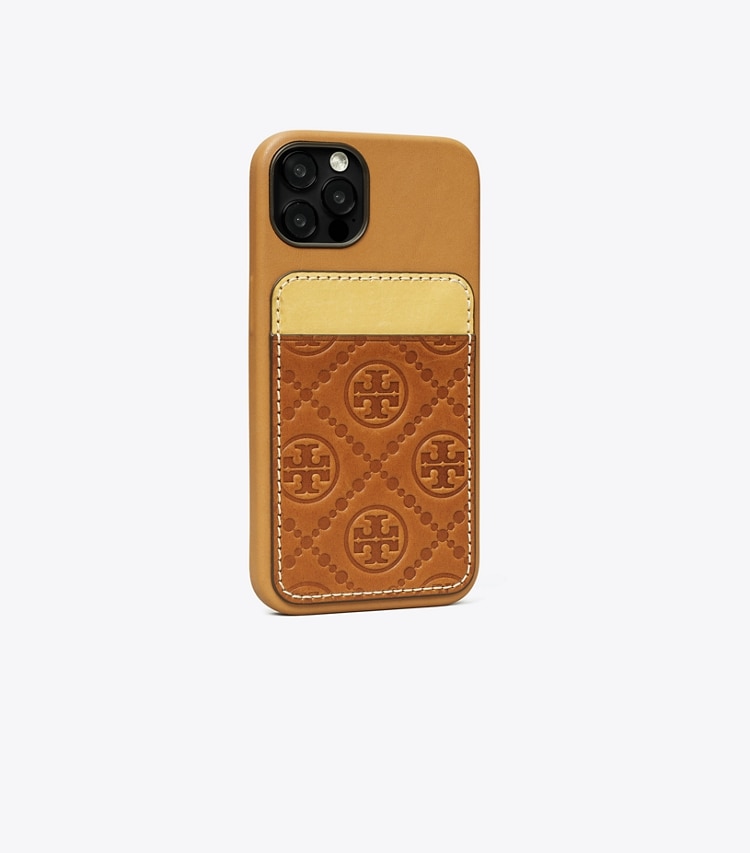 Tory Burch T MONOGRAM CARD POCKET PHONE CASE - Classic Cuoio