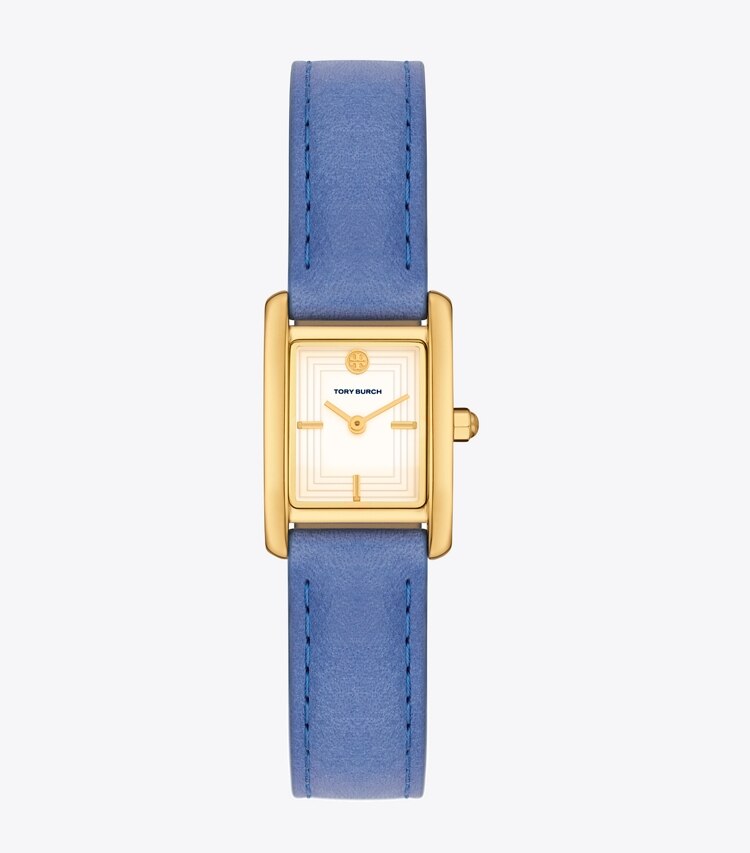 Tory Burch MINI ELEANOR WATCH, LEATHER/GOLD-TONE STAINLESS STEEL - Cobalt