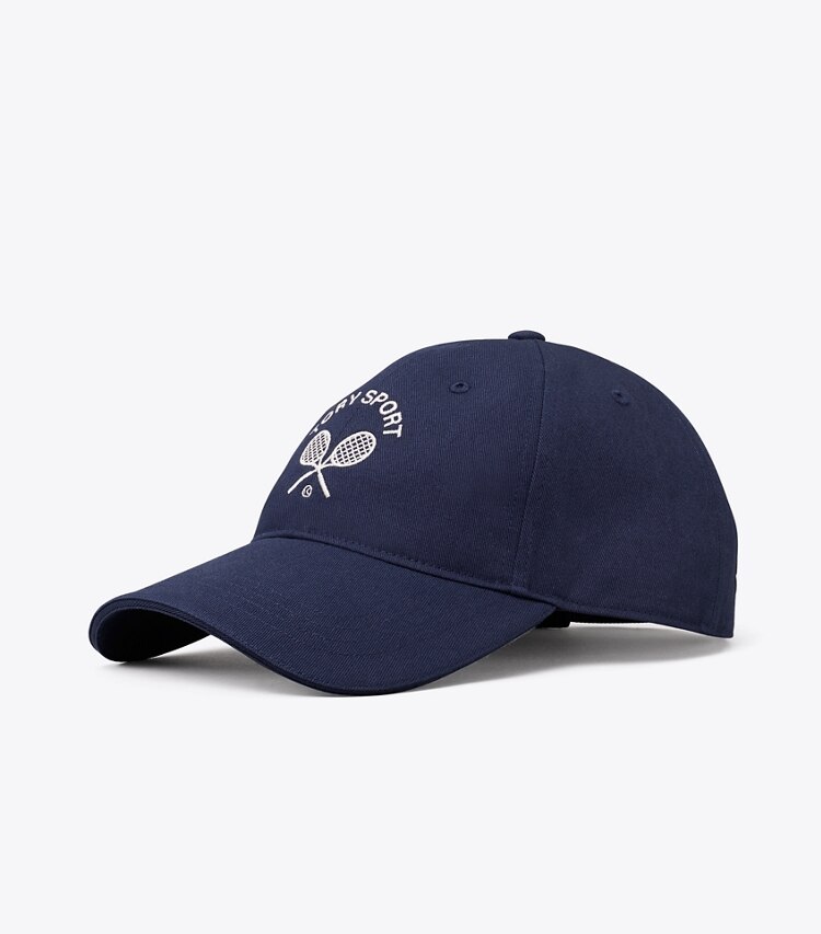 Tory Burch EMBROIDERED RACQUETS CAP - Tory Navy