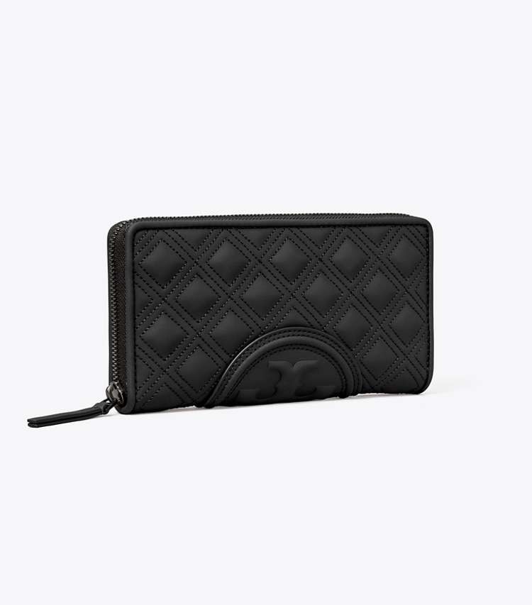 Tory Burch FLEMING SOFT MATTE ZIP CONTINENTAL WALLET - Black / Black