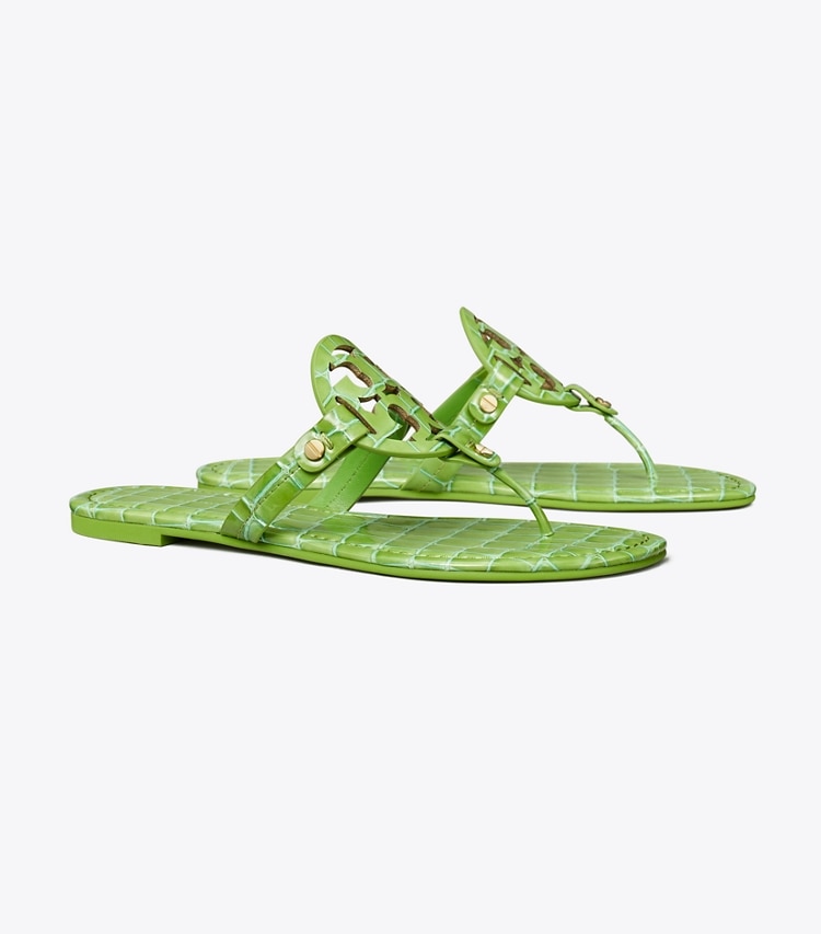 Tory Burch MILLER CROC EMBOSSED LEATHER SANDAL - Jolly Green