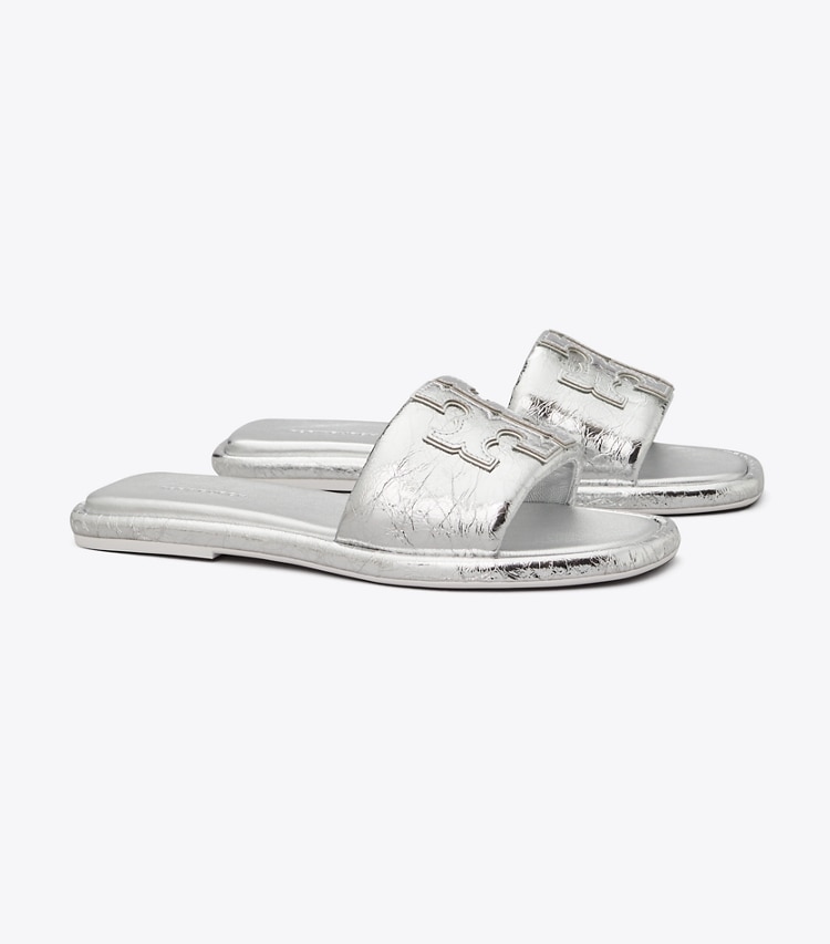 Tory Burch DOUBLE T SPORT SLIDE - Silver