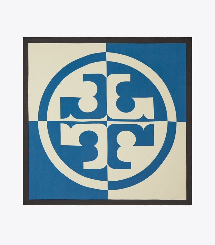 Tory Burch COLOR BLOCK LOGO DOUBLE SIDED SQUARE - Color Block Logo Blue