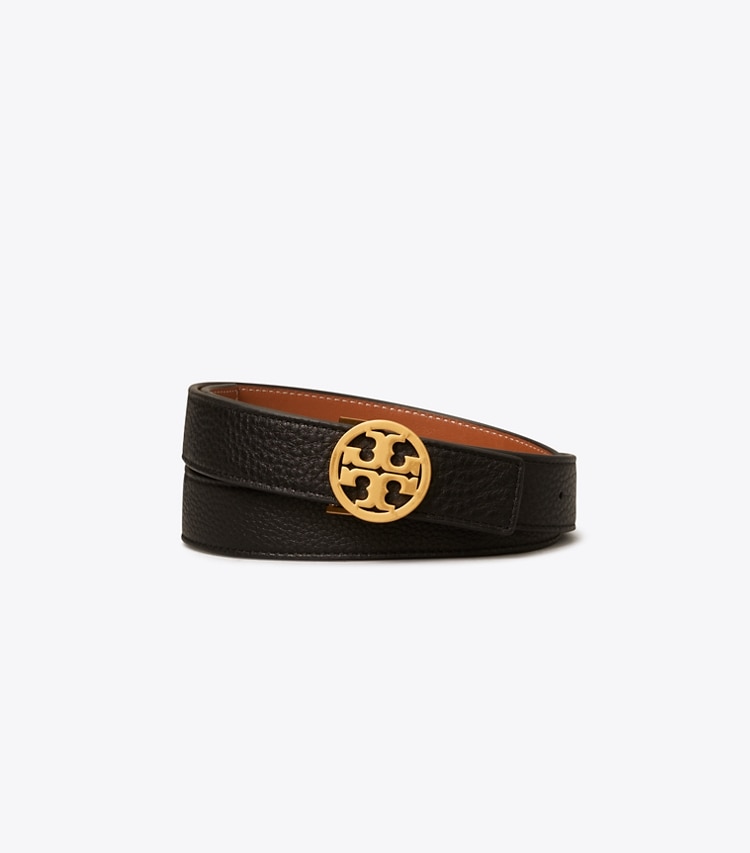 Tory Burch 1" MILLER REVERSIBLE BELT - Black / Classic Cuoio / Gold