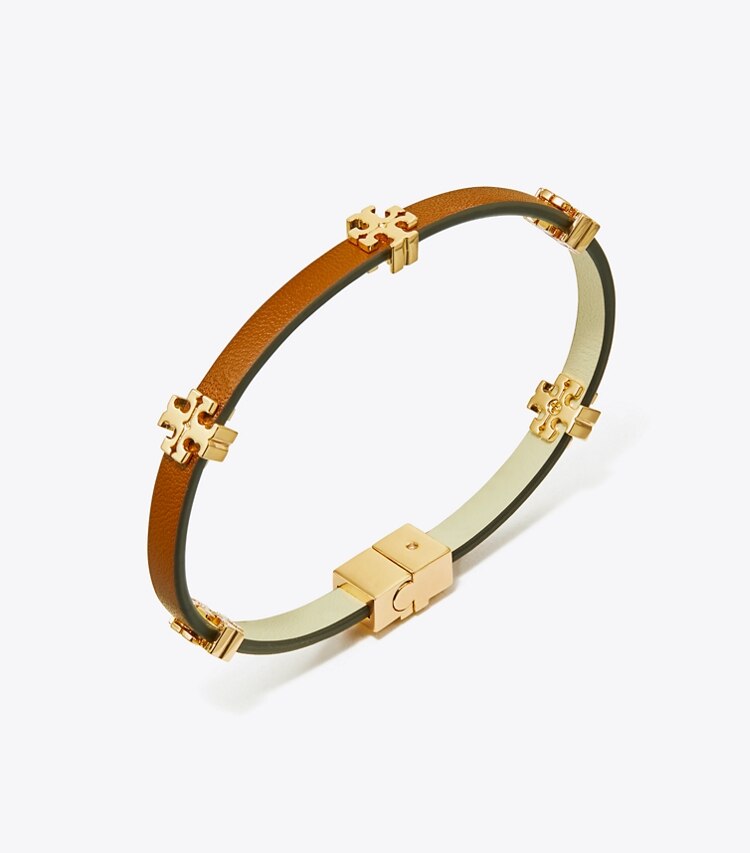 Tory Burch ELEANOR LEATHER BRACELET - Tory Gold / Cuoio