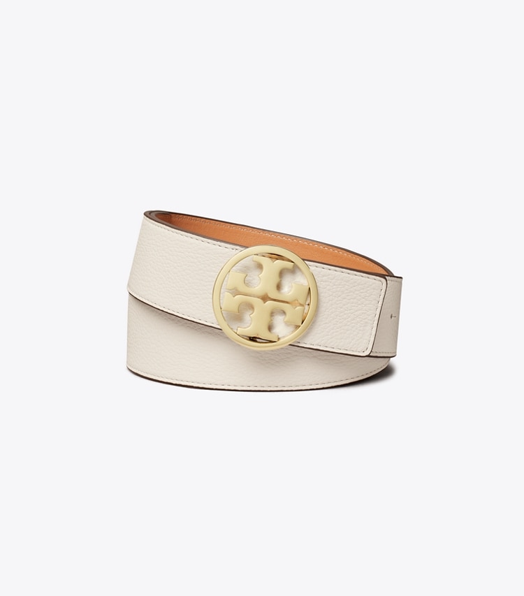 Tory Burch 1.5" MILLER REVERSIBLE BELT - New Ivory / Natural Vachetta / Gold