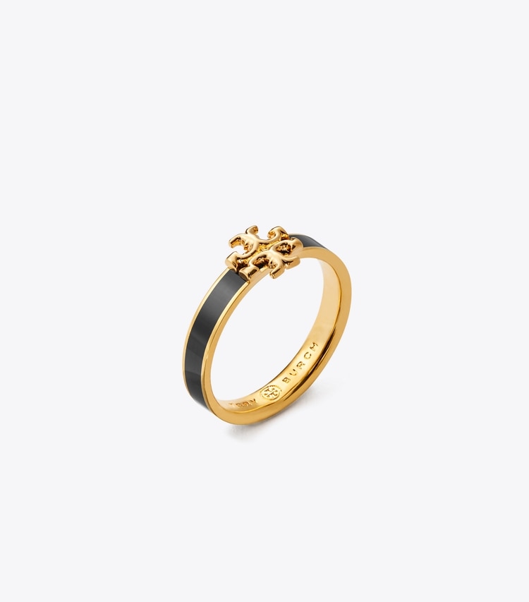 Tory Burch KIRA ENAMEL RING - Tory Gold / Black