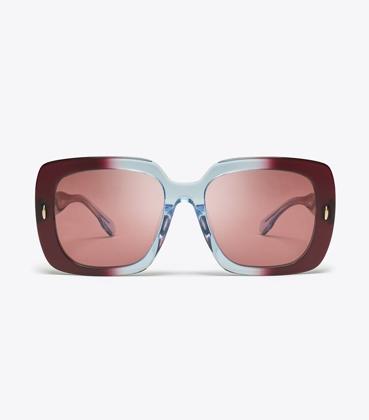 Tory Burch MILLER OVERSIZED SQUARE SUNGLASSES - Gradient Burgundy/Dark Violet