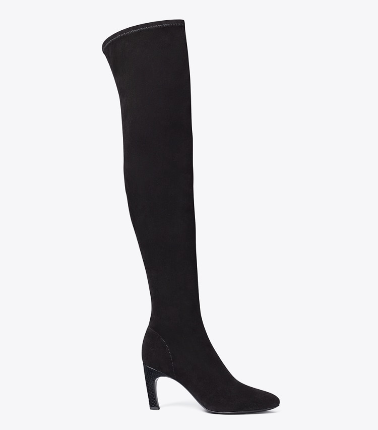 Tory Burch OVER-THE-KNEE HEELED SUEDE BOOT - Perfect Black / Nero