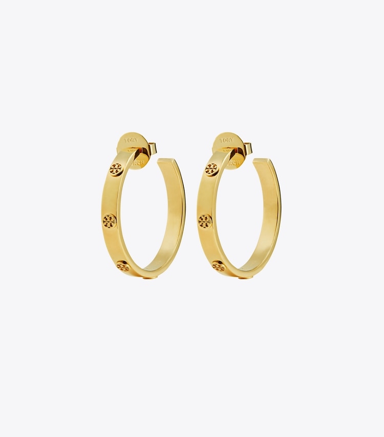 Tory Burch MILLER STUD HOOP EARRING - Tory Gold