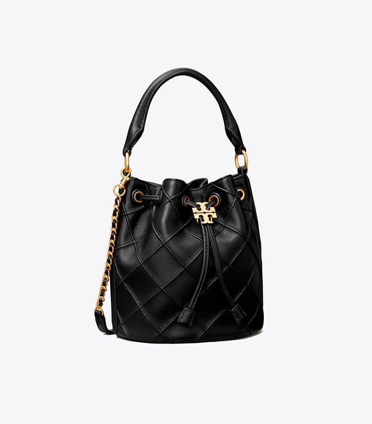 Tory Burch SMALL FLEMING SOFT BUCKET BAG - Black