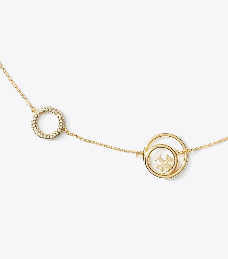 Tory Burch MILLER RINGS NECKLACE - Tory Gold / Crystal