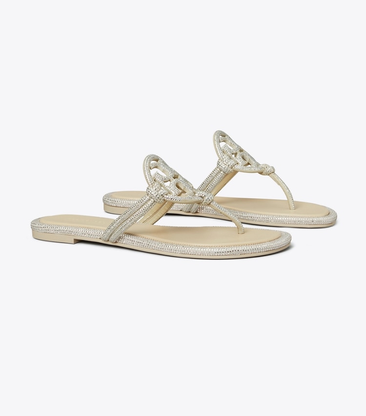 Tory Burch MILLER PAVe KNOTTED SANDAL - Stone Gray