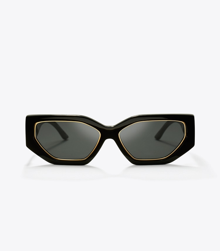 Tory Burch KIRA GEOMETRIC SUNGLASSES - Black