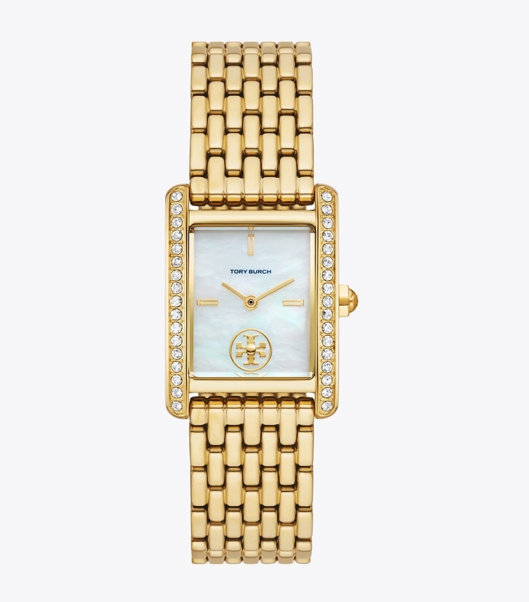 Tory Burch ELEANOR WATCH, GOLD-TONE STAINLESS STEEL - White Mop/Gold