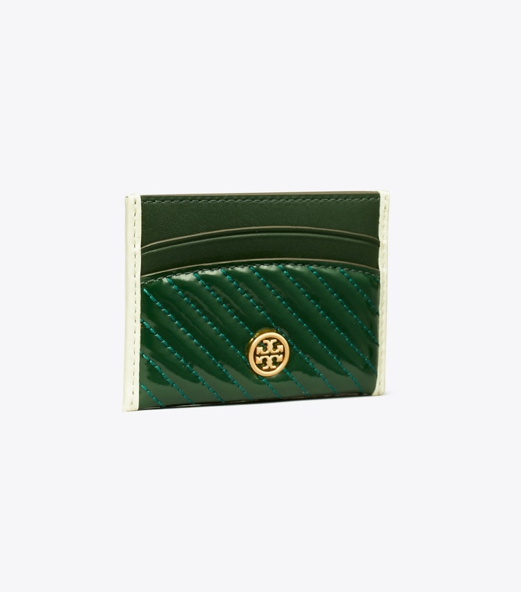 Tory Burch ROBINSON PATENT QUILTED CARD CASE - Pine Tree