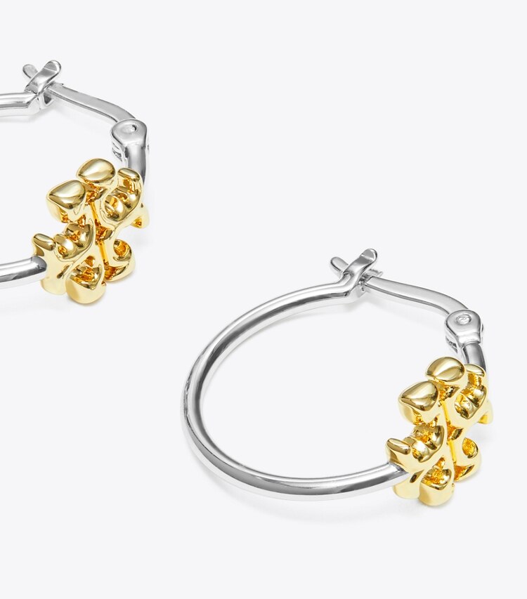 Tory Burch SMALL ELEANOR HOOP EARRING - Tory Silver / Tory Gold