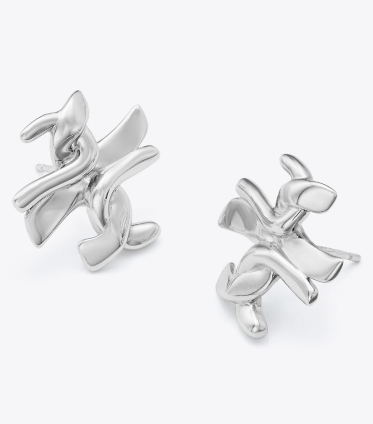 Tory Burch DELICATE TWISTED T STUD EARRING - Sterling Silver