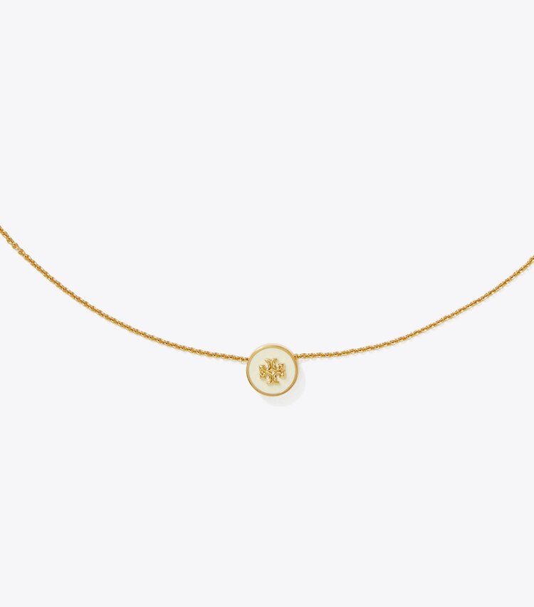 Tory Burch KIRA ENAMEL PENDANT NECKLACE - Tory Gold / New Ivory