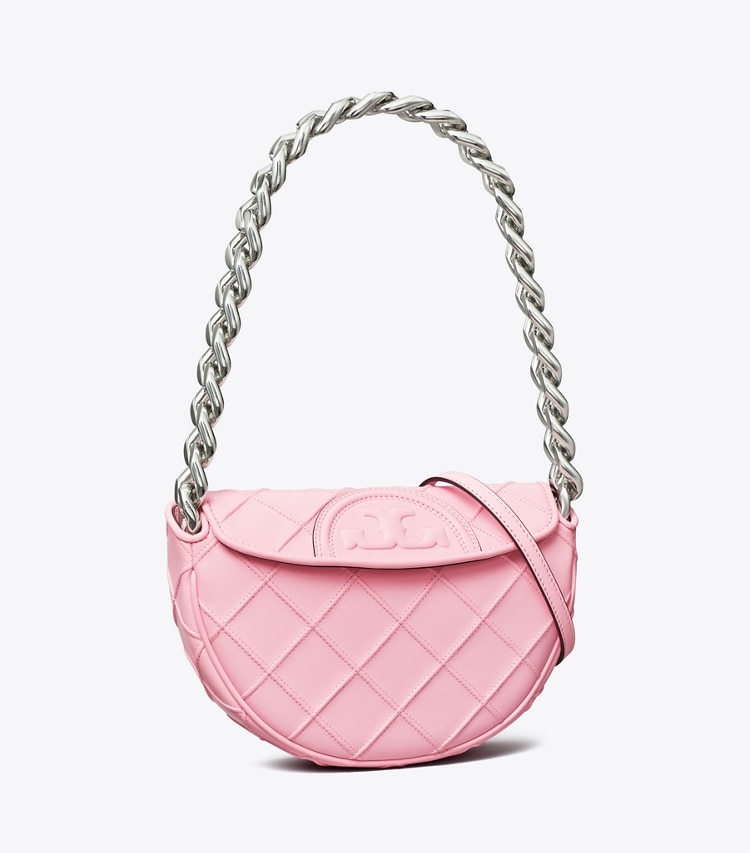 Tory Burch MINI FLEMING SOFT CRESCENT BAG - Plie Pink