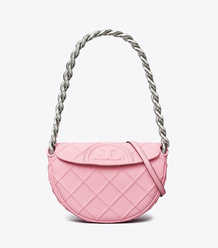 Tory Burch MINI FLEMING SOFT CRESCENT BAG - Plie Pink