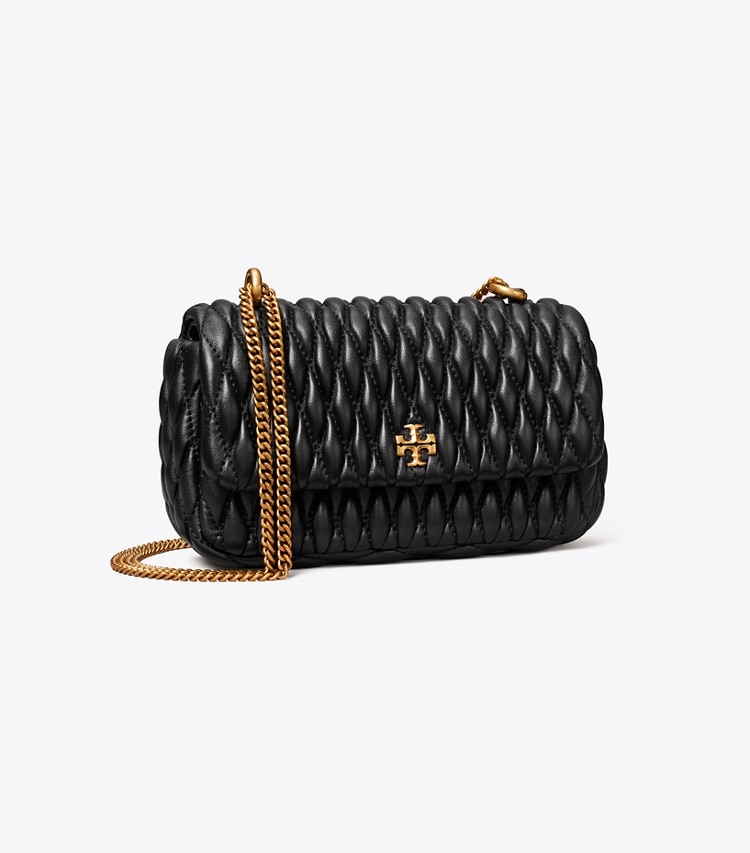 Tory Burch MINI KIRA RUCHED FLAP BAG - Black / Gold