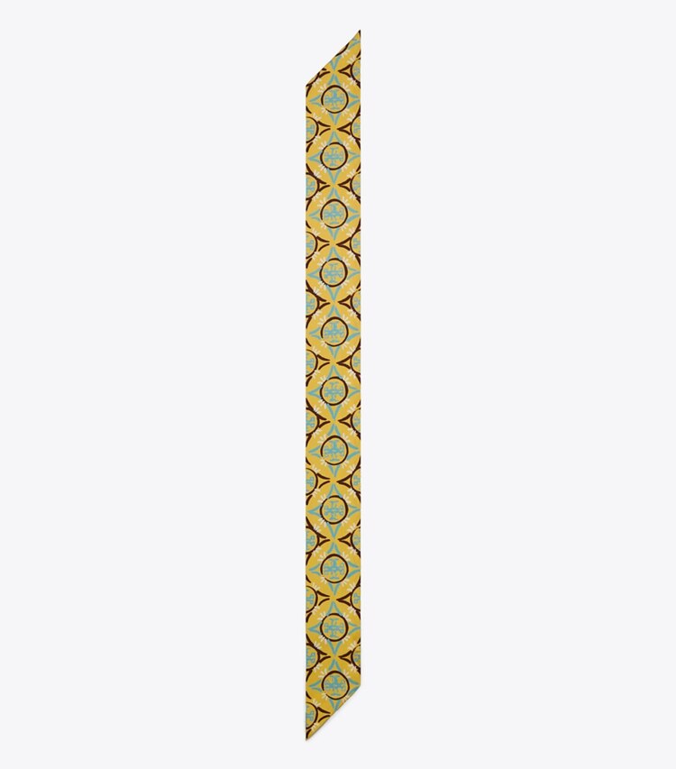 Tory Burch MOSAIC MONOGRAM DOUBLE-SIDED SILK RIBBON TIE - Cornmeal