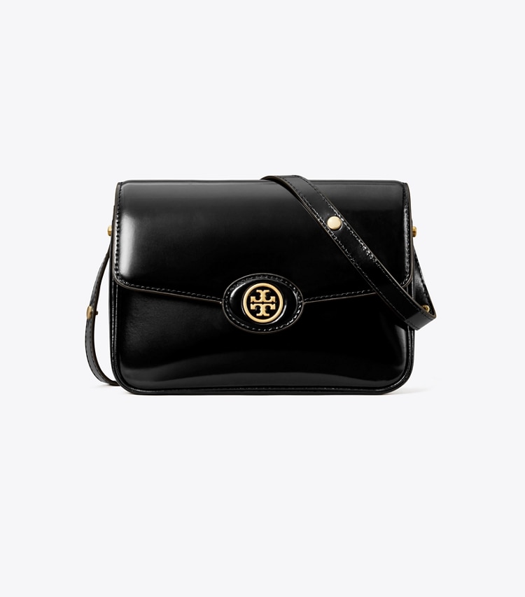 Tory Burch ROBINSON SPAZZOLATO CONVERTIBLE SHOULDER BAG - Black