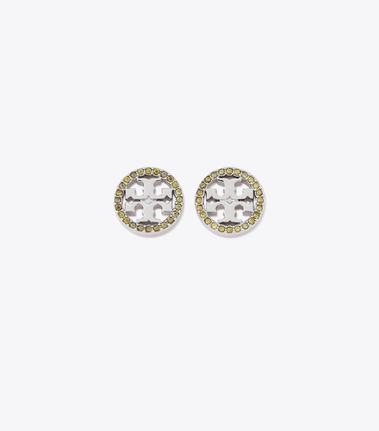 Tory Burch MILLER PAVe STUD EARRING - Tory Silver / Olive