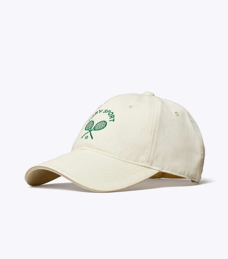 Tory Burch EMBROIDERED RACQUETS CAP - New Ivory