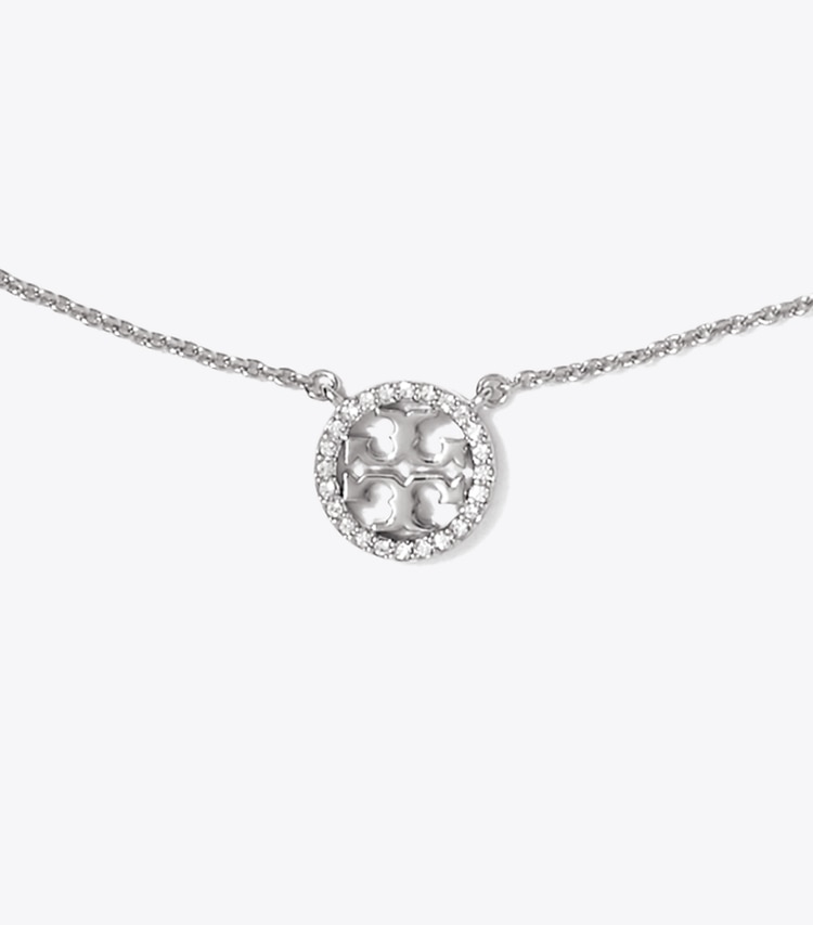 Tory Burch MILLER PAVe LOGO DELICATE NECKLACE - Tory Silver/Crystal