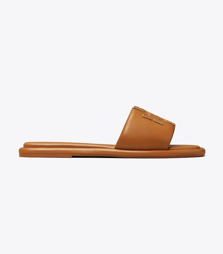 Tory Burch DOUBLE T SPORT SLIDE - Bourbon Miele / Gold