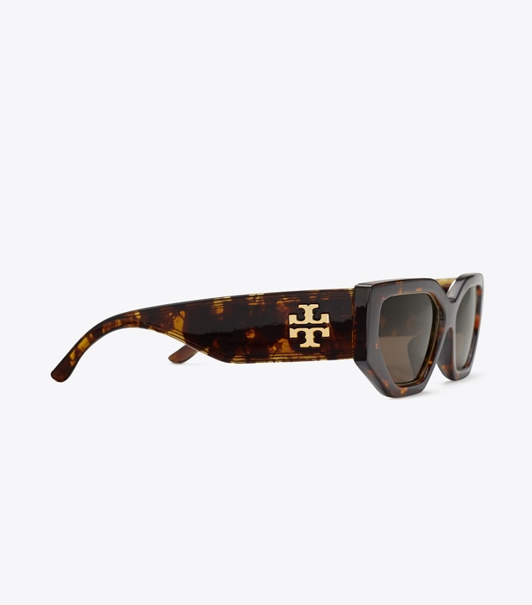 Tory Burch KIRA GEOMETRIC SUNGLASSES - Dark Tortoise