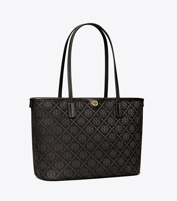 Tory Burch SMALL T MONOGRAM ZIP TOTE - Black