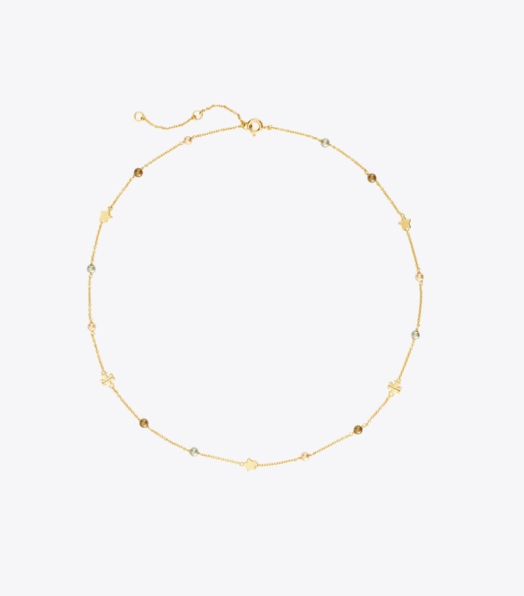 Tory Burch DELICATE KIRA PEARL NECKLACE - Tory Gold / Brown