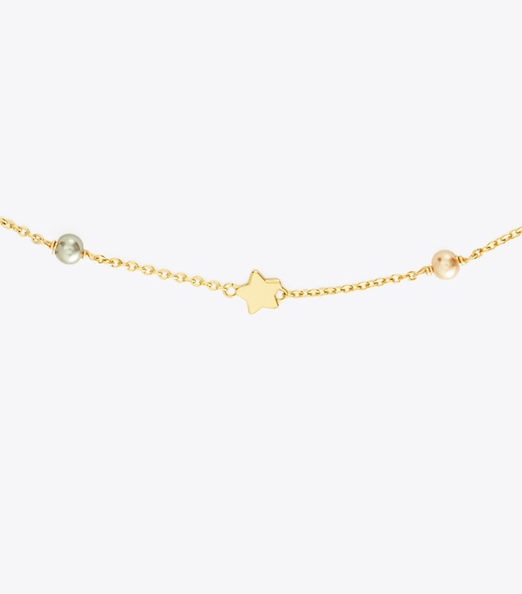Tory Burch DELICATE KIRA PEARL NECKLACE - Tory Gold / Brown
