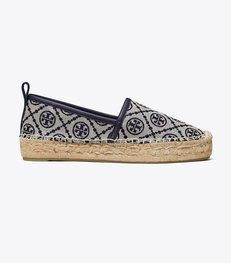 Tory Burch T MONOGRAM PLATFORM ESPADRILLE - Navy Logo Jacquard / Perfect Navy