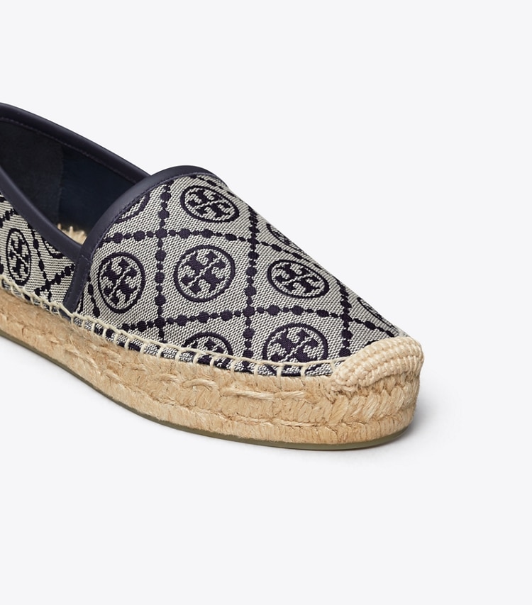 Tory Burch T MONOGRAM PLATFORM ESPADRILLE - Navy Logo Jacquard / Perfect Navy