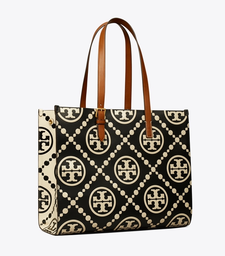 Tory Burch T MONOGRAM CONTRAST EMBOSSED TOTE - Black