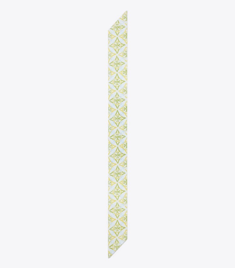 Tory Burch MOSAIC MONOGRAM DOUBLE-SIDED SILK RIBBON TIE - Mosaic Crisp Blue